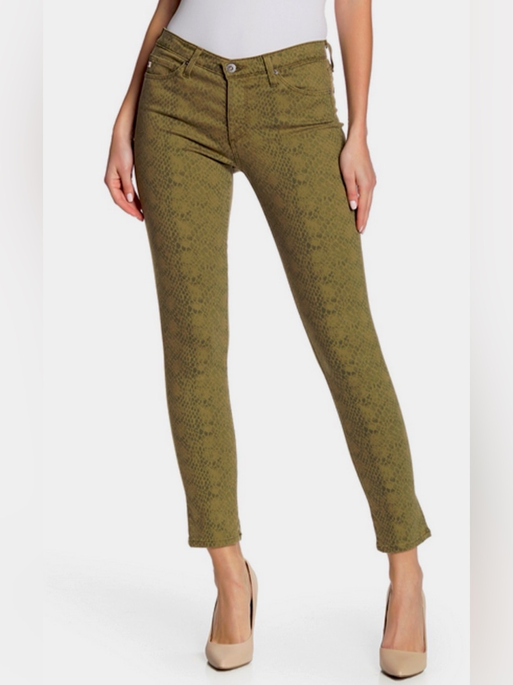 AG Adriano Goldschmied The Prima Ankle Cigarette Ankle snakeskin jeans 28